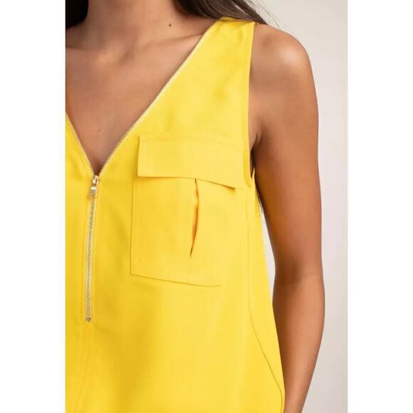 Trina Turk 'Karmandy' Zipper-Front Sleeveless Top, Buttercup size medium - Picture 3 of 11